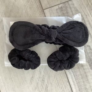 Spa Headbands for Women with Wristband Set - Black